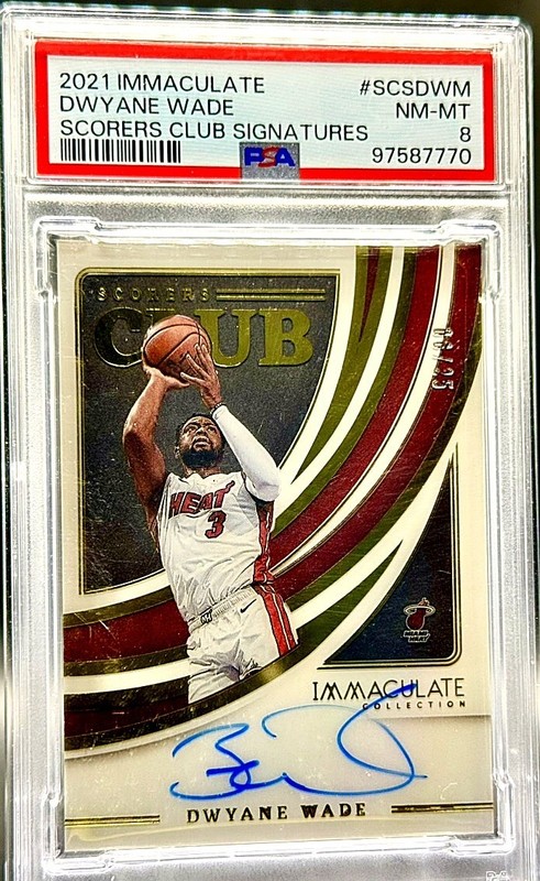 2021 Panini Immaculate Dwyane Wade Scorers Club Signatures Auto /25 PSA 8 Heat