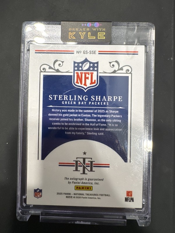 2025 National Treasures Sterling Sharpe NFL Greatest Signatures Auto /99 view 2