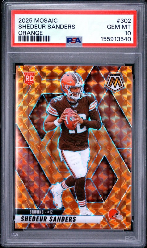2025 Panini Mosaic #302 Shedeur Sanders Mosaic Orange PSA 10 #/199