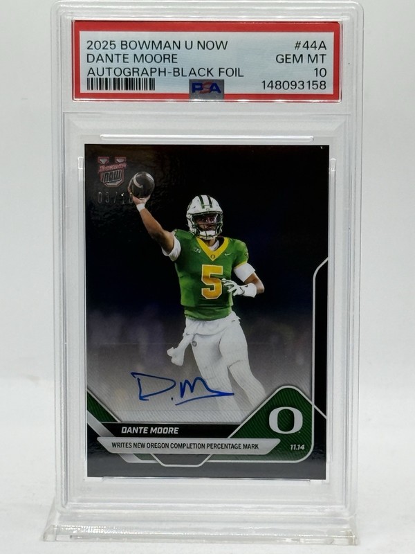  2025 Topps Bowman U Now Black Foil #44A DANTE MOORE (AUTO - #'d / 10) Ducks