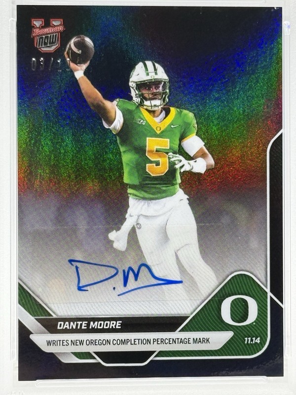  2025 Topps Bowman U Now Black Foil #44A DANTE MOORE (AUTO - #'d / 10) Ducks view 2