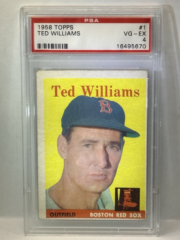 Topps 1958 Ted Williams #1 PSA 4 VG-EX Graded Boston Red Sox Baseball