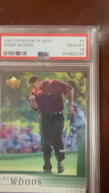 2001 Upper Deck Golf Tiger Woods #1 Rookie Card PSA 10 Gem Mint  view 2