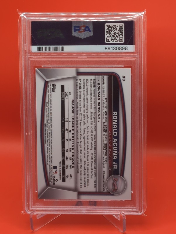 2023 Bowman Chrome Sapphire Edition - Ronald Acuña Jr. #93 Purple /25 PSA 10 ATL view 2