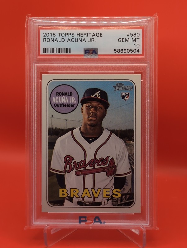 2018 Topps Heritage High Number Ronald Acuna Jr #580 Rookie Card PSA 10