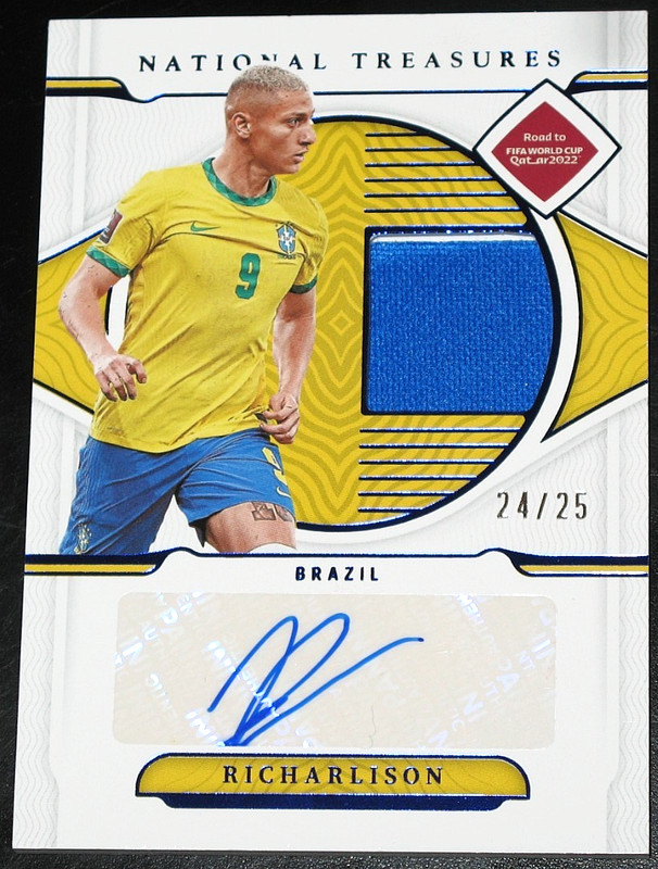 2022 National Treasures Road WC Richarlison Material Signatures BLUE # /25 Auto
