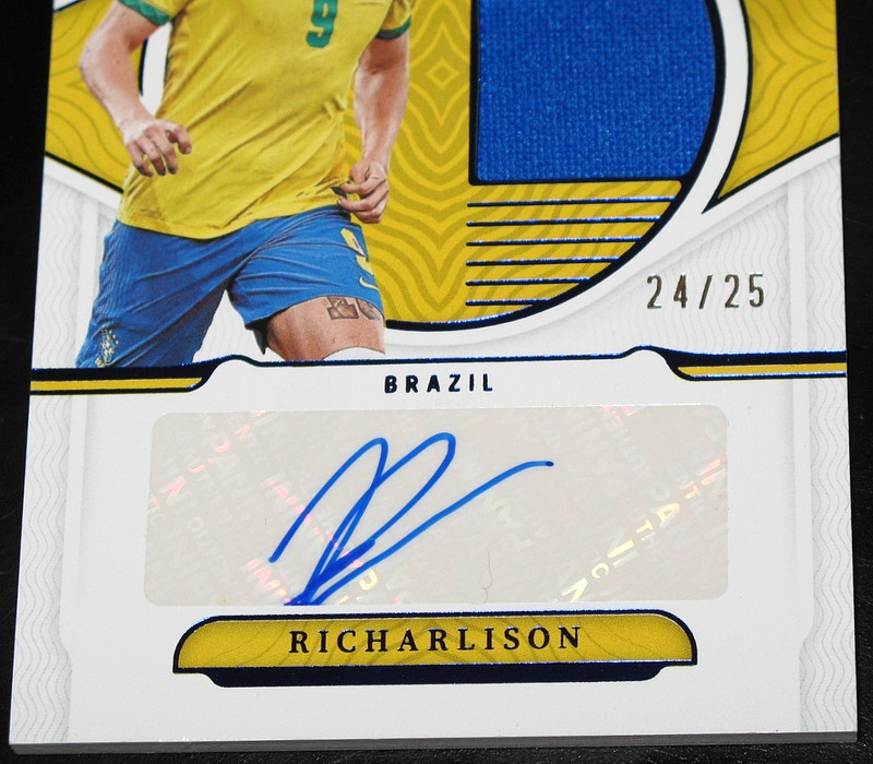 2022 National Treasures Road WC Richarlison Material Signatures BLUE # /25 Auto view 2