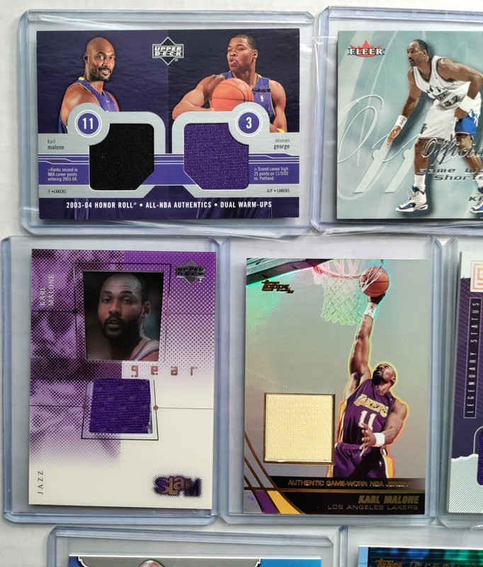 7x KARL MALONE Lot PATCH Game Used Worn Topps Holo Jersey Dual Upper Deck Fleer view 2