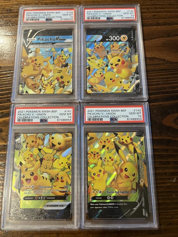 PSA 10 Pikachu V-Union - Pokemon Celebrations SWSH 139, 140, 141, 142  Set of 4