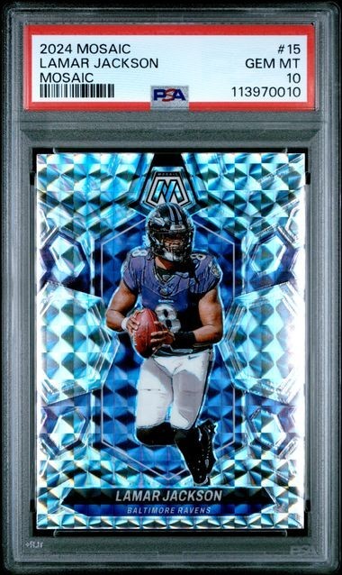 2024 Mosaic Lamar Jackson PSA 10 GEM Silver Mosaic Prizm #15 Ravens