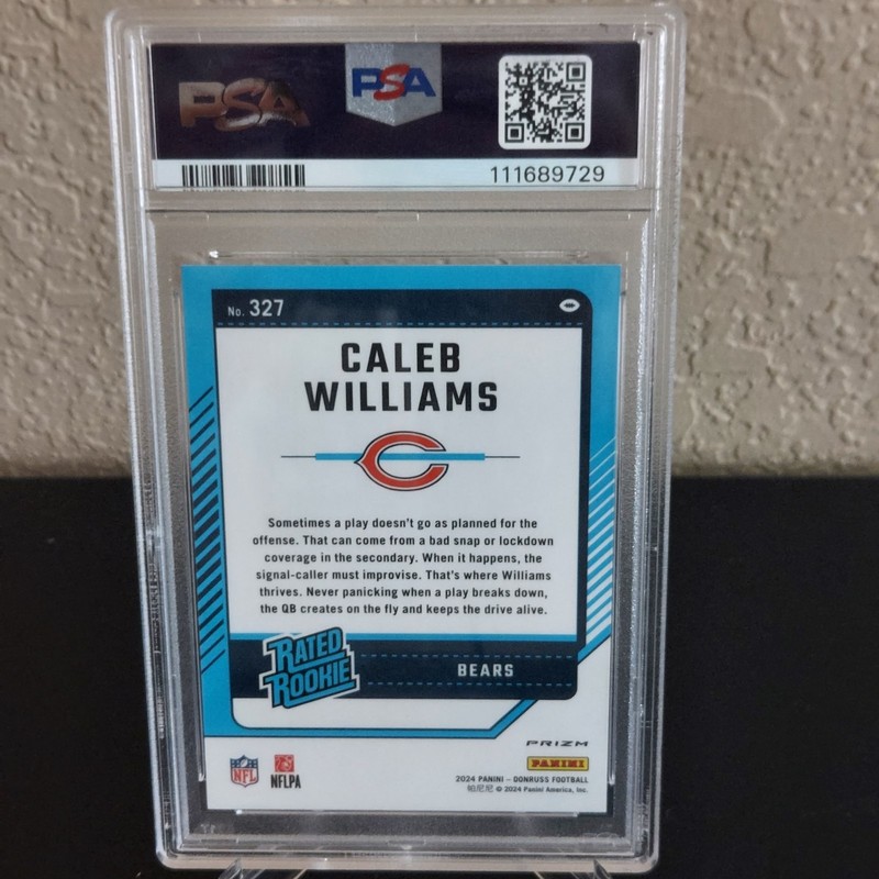 Caleb Williams Rookie RC PSA 10 2024 Optic Preview #327 Blue Scope Bears Graded view 2
