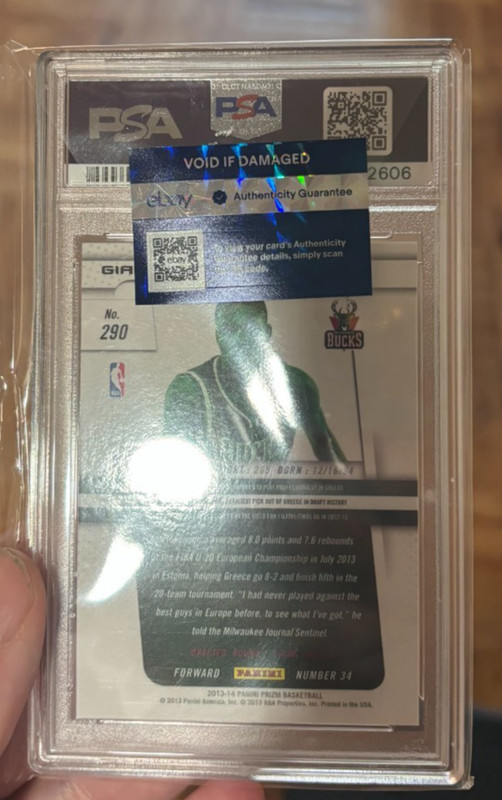 2013 PANINI PRIZM #290 GIANNIS ANTETOKOUNMPO ROOKIE RC PSA 10 view 2