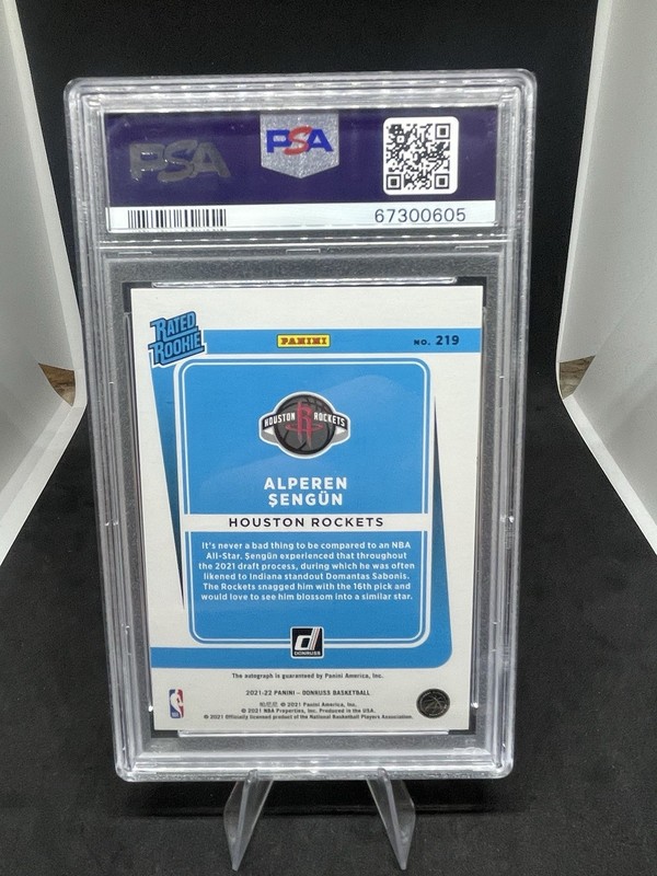 2021 Donruss Signature #219 Alperen Sengun Rockets RC Rookie AUTO PSA 9 SP view 2