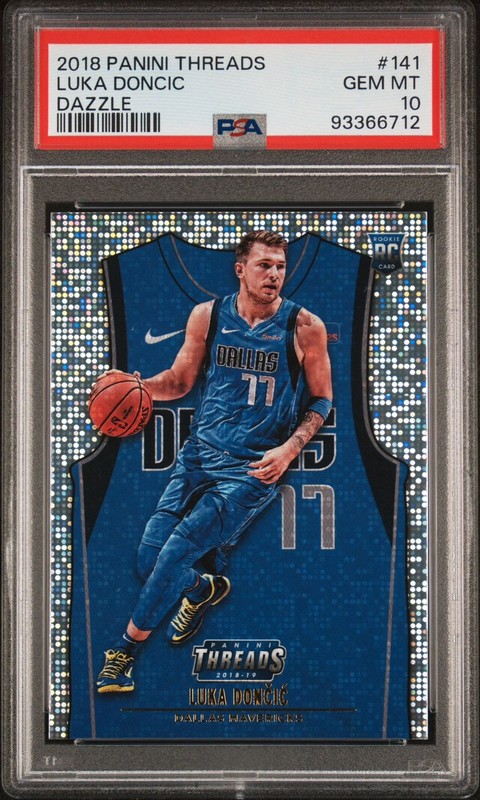 Panini Threads 2018-19 Luka Doncic Rookie Dazzle #141 PSA 10 Mavericks