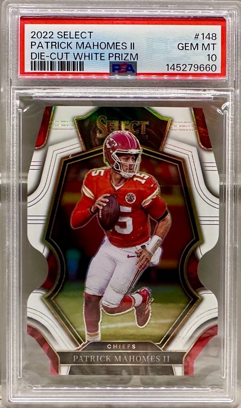 JERSEY # MATCH! 2022 Panini Select Patrick Mahomes White Die-Cut 15/49! PSA 10!