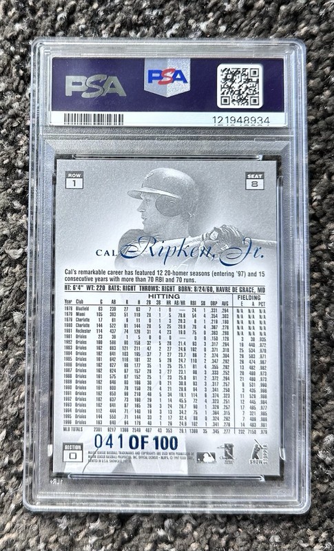 1997 Flair Showcase Legacy Collection Row 2 Cal Ripken Jr. HOF PSA 7 view 2