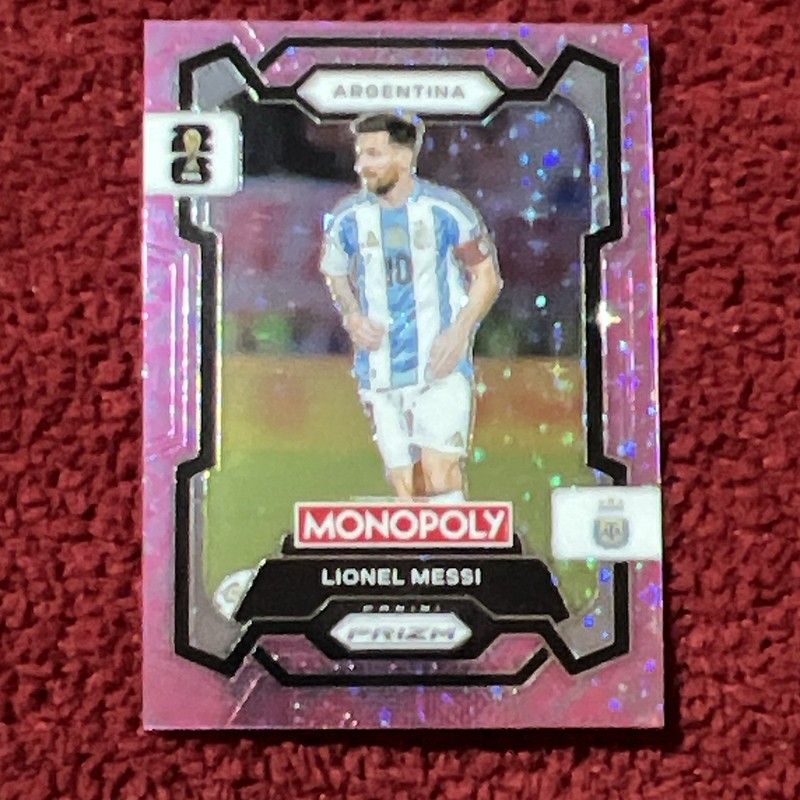 Panini Monopoly PINK ICONS Prizm FIFA WC 2022 Lionel Messi Argentina Pink #1
