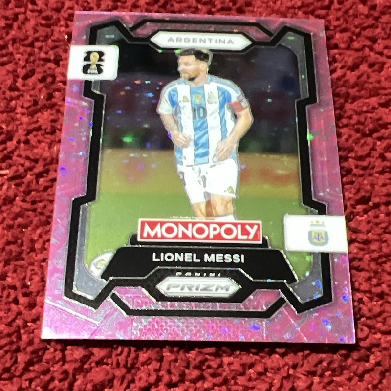 Panini Monopoly PINK ICONS Prizm FIFA WC 2022 Lionel Messi Argentina Pink #1 view 2