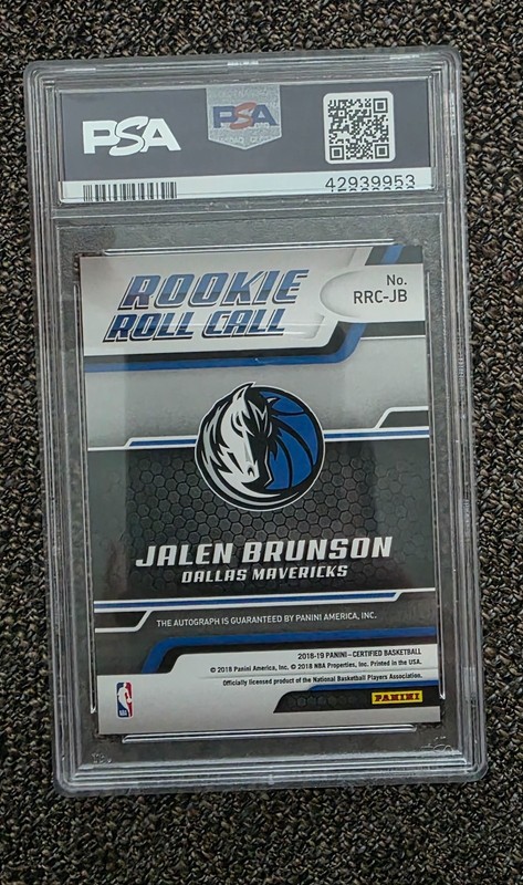 2018 Panini Certified Jalen Brunson Rookie Roll Call Autograph PSA 10 GEM MT view 2