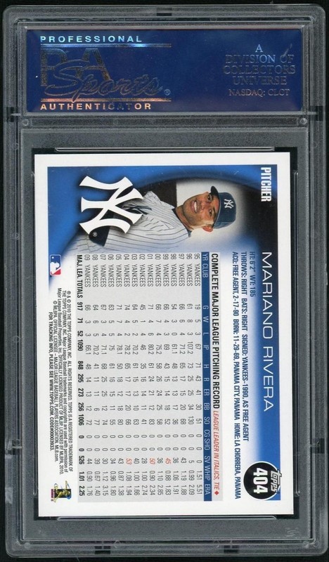 2010 Topps Mariano Rivera #404 PSA 10 view 2