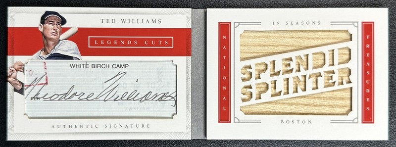 TED WILLIAMS 2016 NATIONAL TREASURES LEGENDS CUT AUTO GU BAT RELIC BOOKLET 4/5