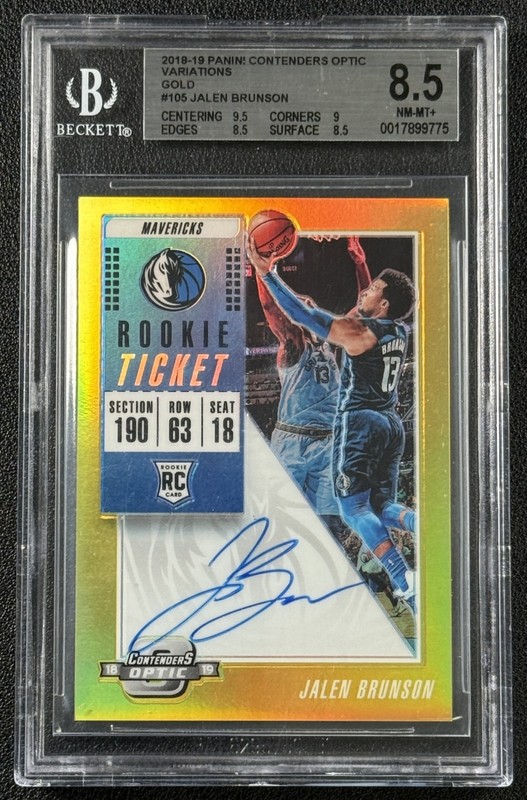 JALEN BRUNSON BGS 2018-19 PANINI CONTENDERS OPTIC #105 GOLD PRIZM RC AUTO 10/10