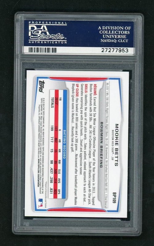 2014 Bowman Prospects Mookie Betts #BP109 PSA 9 view 2