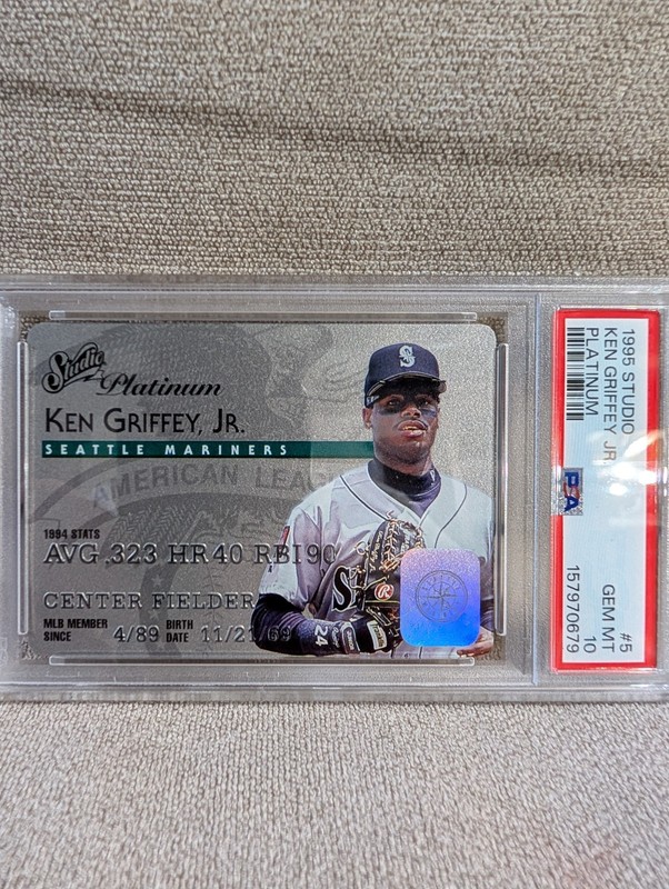 1995 Studio - Ken Griffey Jr #5 Platinum PSA Graded  10 Gem Mnt Seattle Mariners view 2