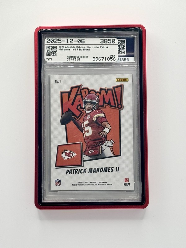 2023 Panini Absolute #1 Patrick Mahomes II KABOOM! Horizontal PSA 9 MINT view 2