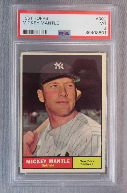 MICKEY MANTLE #300 Topps 1961 PSA 3 VG Baseball Card New York Yankees HOF