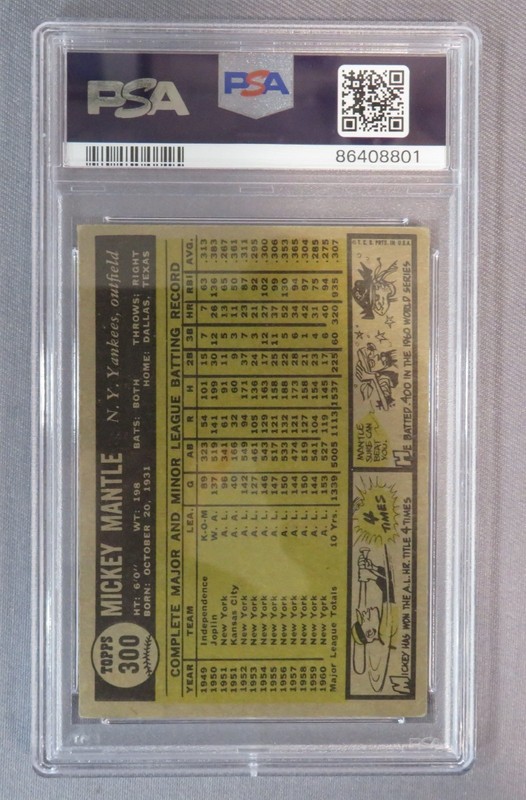 MICKEY MANTLE #300 Topps 1961 PSA 3 VG Baseball Card New York Yankees HOF view 2