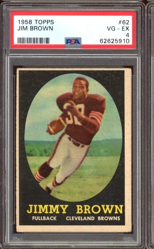 1958 Topps Jim Brown Rookie Card HOF #62 - Certified PSA 4 (VG-EX) - Rare!