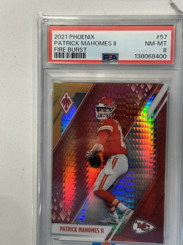2021 Panini Phoenix PATRICK MAHOMES II Fire Burst #57 PSA 8