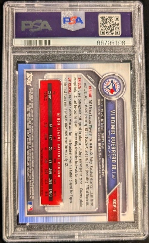 Vladimir Guerrero Jr Rookie RC 2019 Bowman Chrome With Helmet Sweet PSA 9 ++ 👀✅ view 2