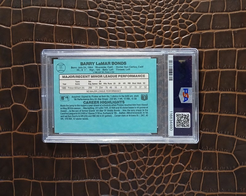 1986 Donruss Rookies #11 BARRY BONDS🏆PSA 9🏆HR King🎈 view 2