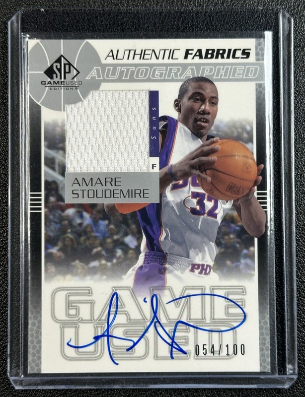 AMARE STOUDEMIRE 2004-05 SP GAME USED #AAF-AS AUTHENTIC FABRICS JERSEY AUTO /100