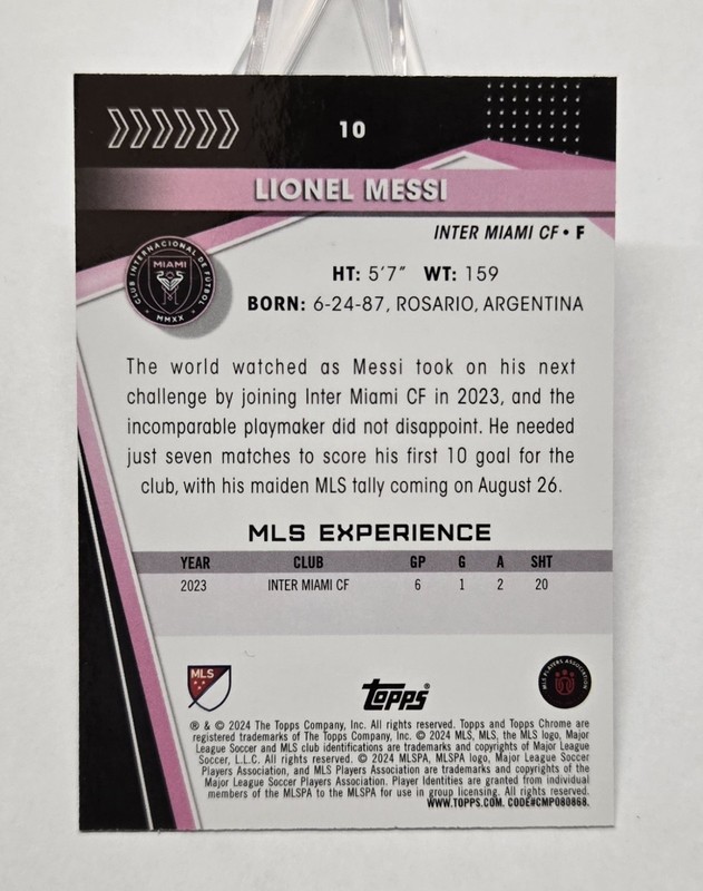 2024 Topps Chrome MLS Lionel Messi Hyper Prizm Refractor SP view 2