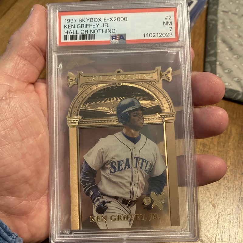 1997 SKYBOX E-X 2000 HALL OR NOTHING DIE-CUT & ACETATE KEN GRIFFEY JR PSA 7 RARE view 1