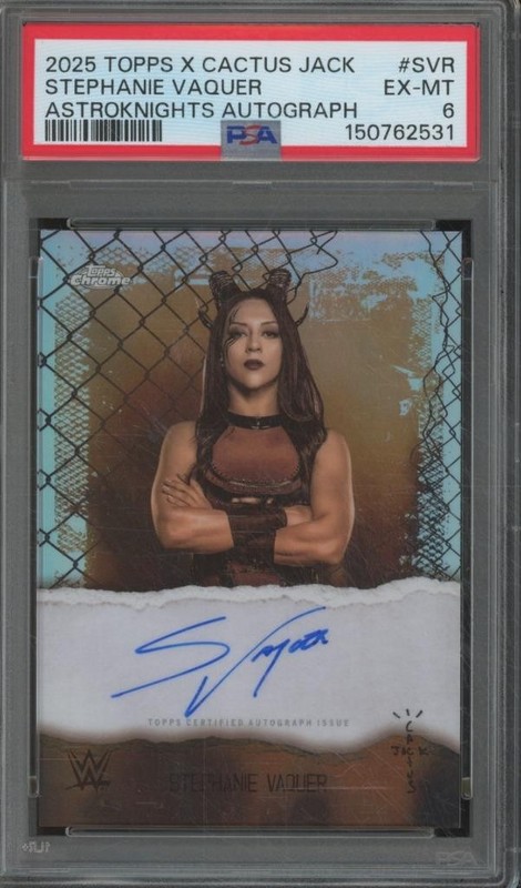 2025 Topps Cactus Jack WWE STEPHANIE VAQUER Auto Astroknights PSA 6 EX-MT JA600