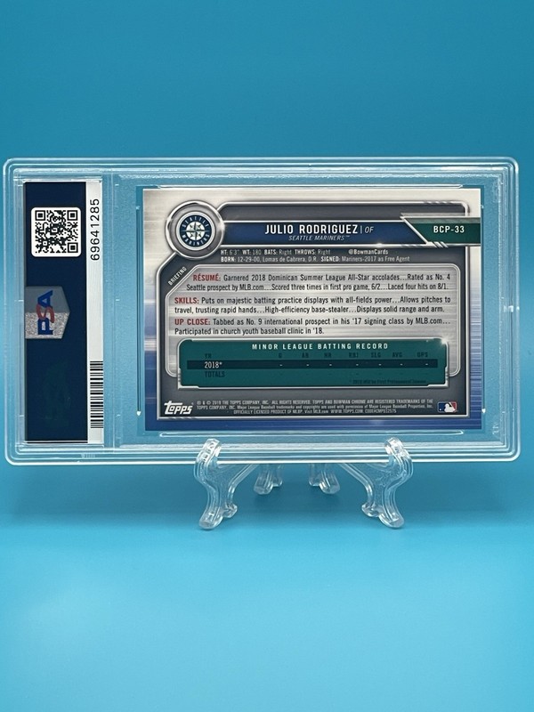 2019 Bowman Chrome Prospects 1st Julio Rodriguez #BCP-33 PSA 10 view 2