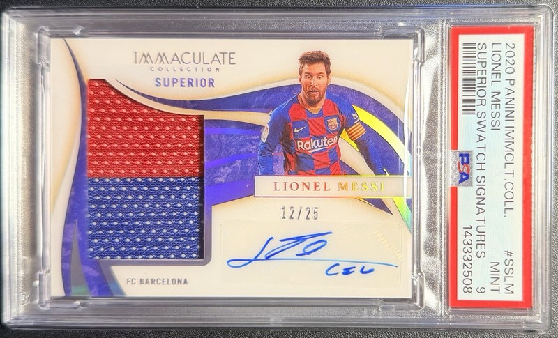 2020 Immaculate Lionel Messi Barcelona Match Worn Patch Auto /25 PSA 9!