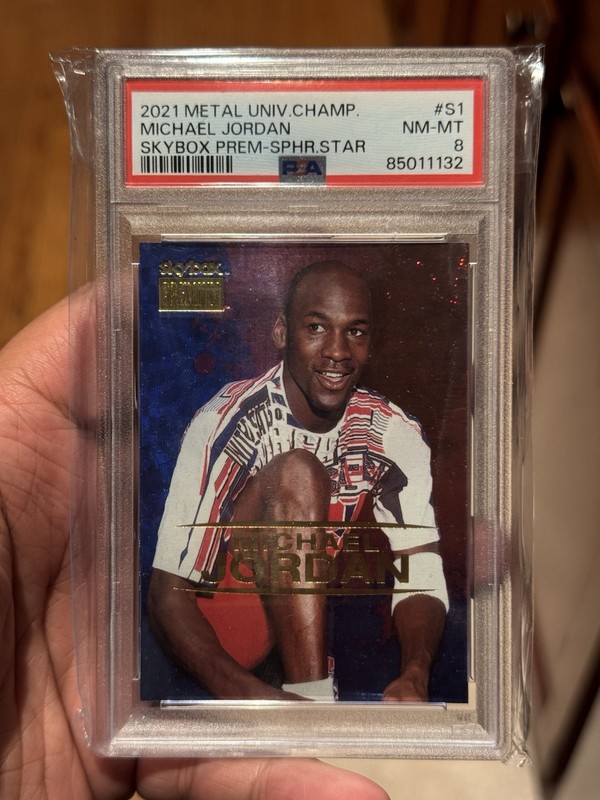 2021 Skybox Metal Universe Michael Jordan Sapphire Star Rubies /75 PSA 8 Rare!