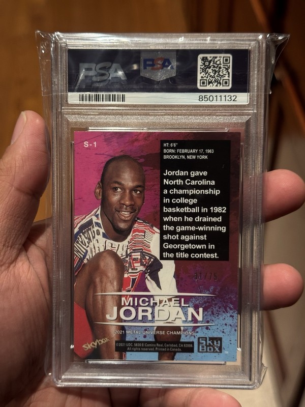 2021 Skybox Metal Universe Michael Jordan Sapphire Star Rubies /75 PSA 8 Rare! view 2