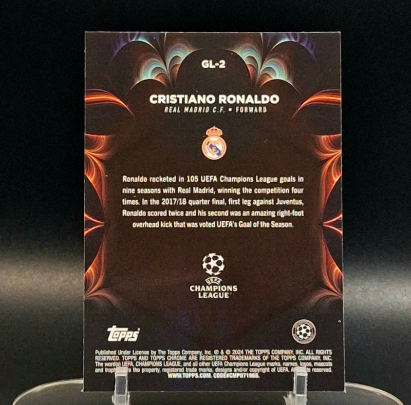 2023-24 Topps Chrome UEFA Club Competitions Cristiano Ronaldo Golazo Portugal view 2