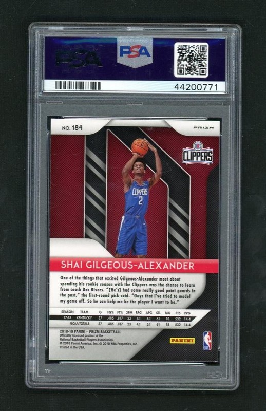 2018 Panini Prizm Red White and Blue Prizm Shai Gilgeous-Alexander #184 PSA 10 view 2