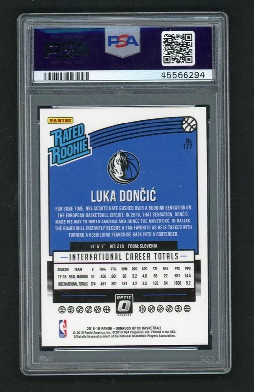 2018 Donruss Optic Rated Rookie Luka Doncic #177 PSA 10 view 2
