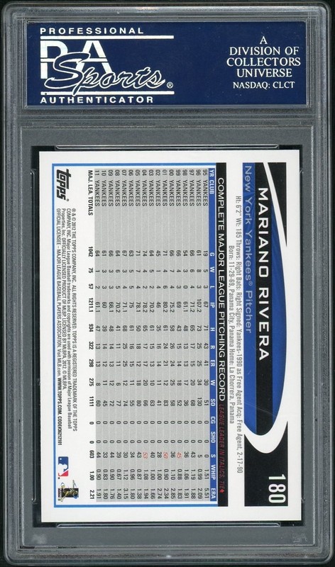 2012 Topps Mariano Rivera #180 PSA 10 view 2