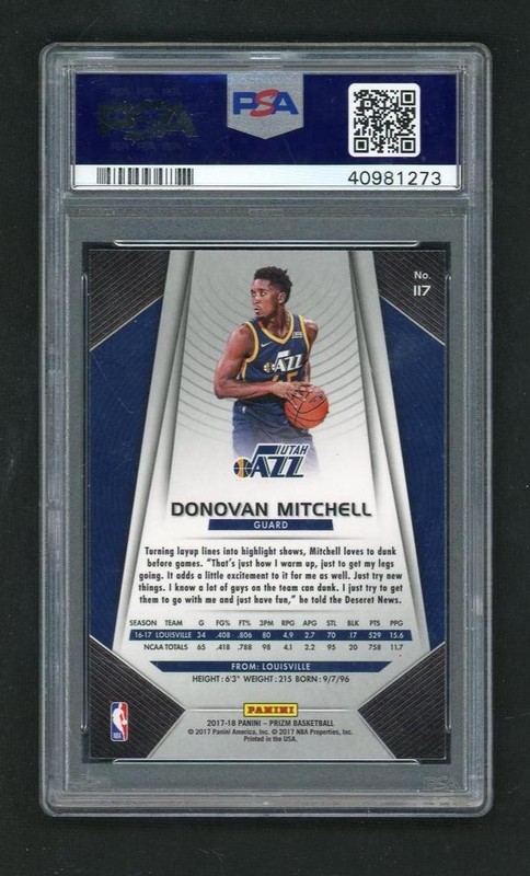 2017 Panini Prizm Donovan Mitchell #117 PSA 10 view 2
