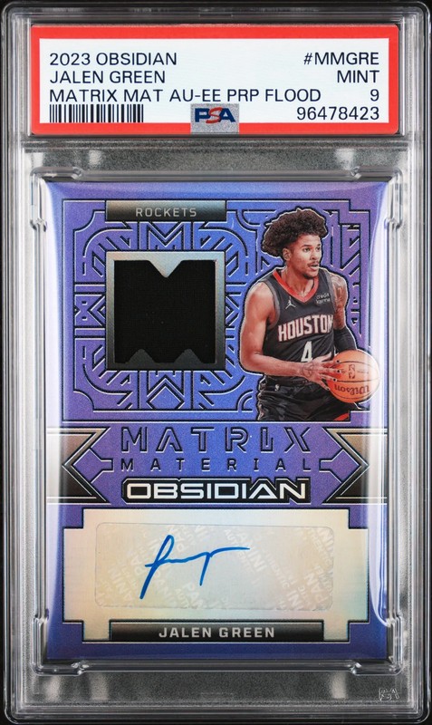2023 Obsidian Matrix Material Autographs Jalen Green Purple Flood 19/30 PSA 9
