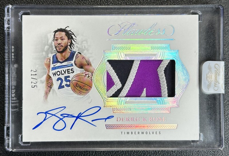 DERRICK ROSE 2024-25 PANINI FLAWLESS HORIZONTAL GAME-USED PATCH AUTO 21/25
